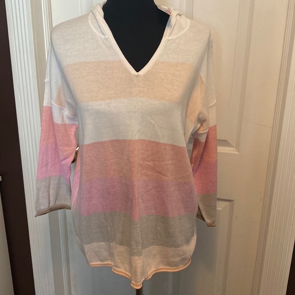 Haggar Clothing Womens Lightweight Sweater Peach Pink Tan White sz L NWT - Picture 1 of 9